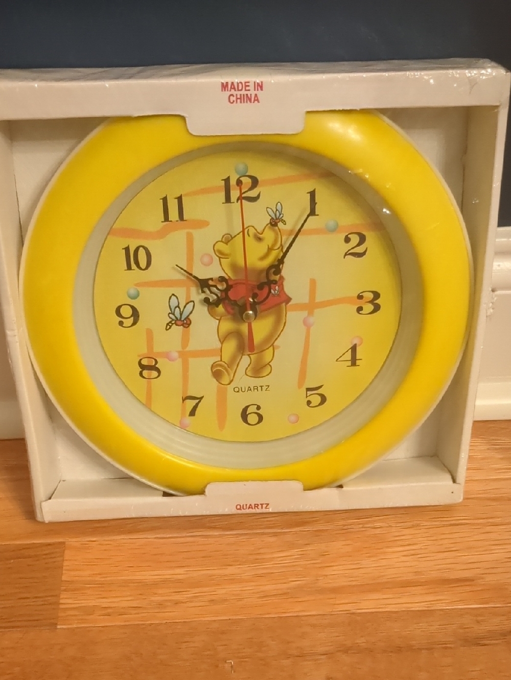 Yellow Winnie-the-Pooh Themed Wall Clock - Quartz